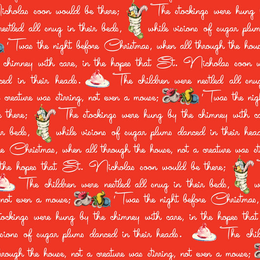 Christmas Joy by Cottage Mama Text Red    C12255R-RED Cotton Woven Fabric