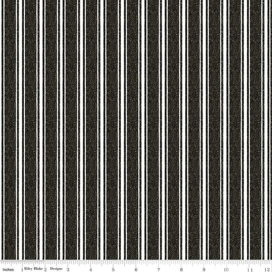 Queen of We'en by J. Wecker Frisch Ticking Texture Black    C13171-BLACK Cotton Woven Fabric