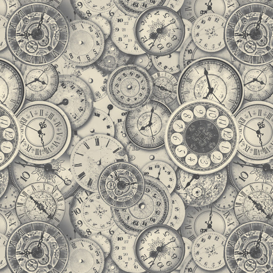 Time Travel by Urban Essence Designs Time Pieces Light Gray    3011-90 Cotton Woven Fabric