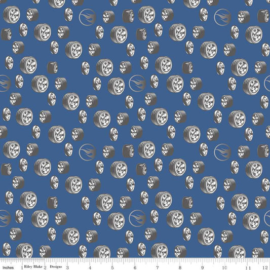 Licensed Hot Wheels Classic Tires Blue C11483-BLUE Cotton Woven Fabric