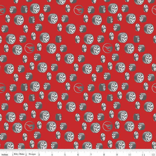 Licensed Hot Wheels Classic Tires Red C11483-RED Cotton Woven Fabric