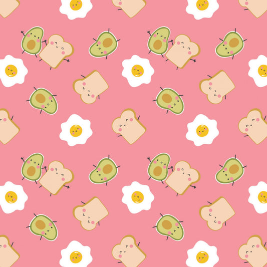 Rise & Shine by Puck Selders Toast Buddies Pink 89210403-1 Cotton Woven Fabric