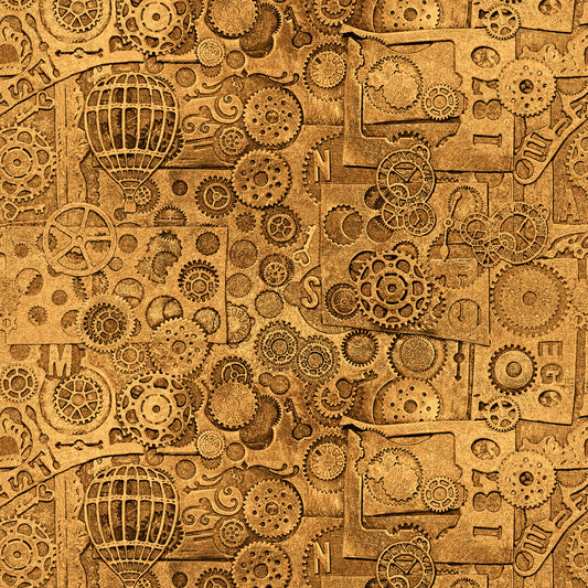 Alternative Age by Urban Essence Tonal Gears Brass 2326-44 Cotton Woven Fabric