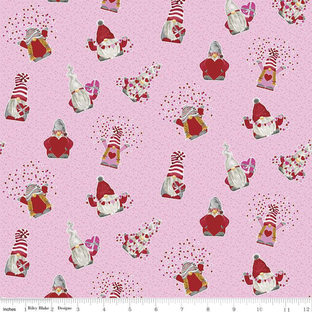 Gnomes In Love by Tara Reed Toss Pink      C11311-PINK Cotton Woven Fabric