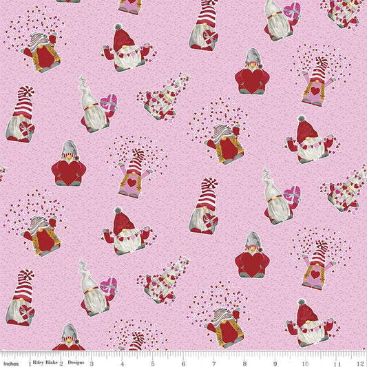Gnomes In Love by Tara Reed Toss Pink C11311-PINK Cotton Woven Fabric