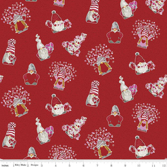 Gnomes In Love by Tara Reed Toss Red     C11311-RED Cotton Woven Fabric