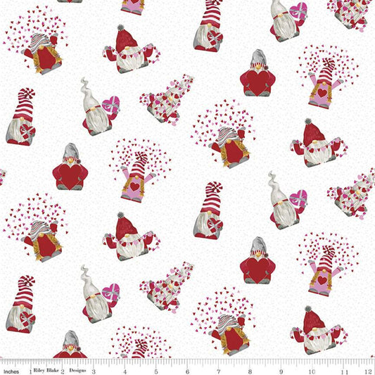 Gnomes In Love by Tara Reed Toss White     C11311-WHITE Cotton Woven Fabric