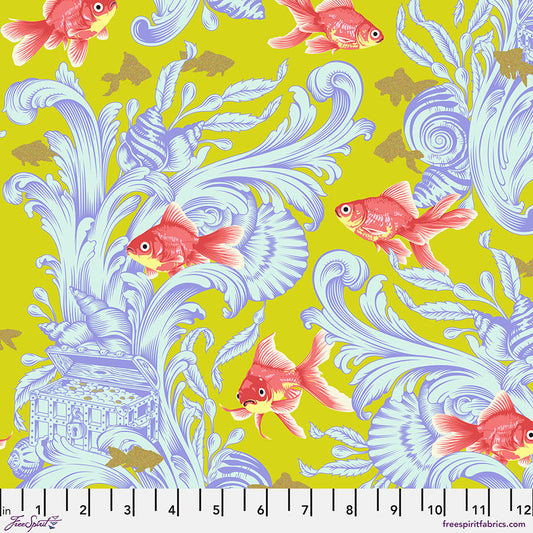 Besties by Tula Pink Treading Water Clover Metallic    PWTP214.CLOVER Cotton Woven Fabric