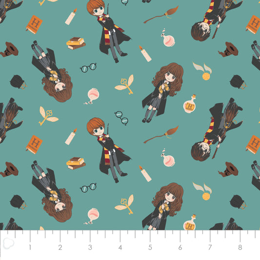 Licensed Harry Potter Stand Together Trio Stands Together Aqua 23800798-02 Cotton Woven Fabric