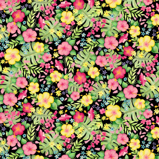 Fun in the Sun by Andi Metz Tropical Paradise Black 12598B-12 Cotton Woven Fabric