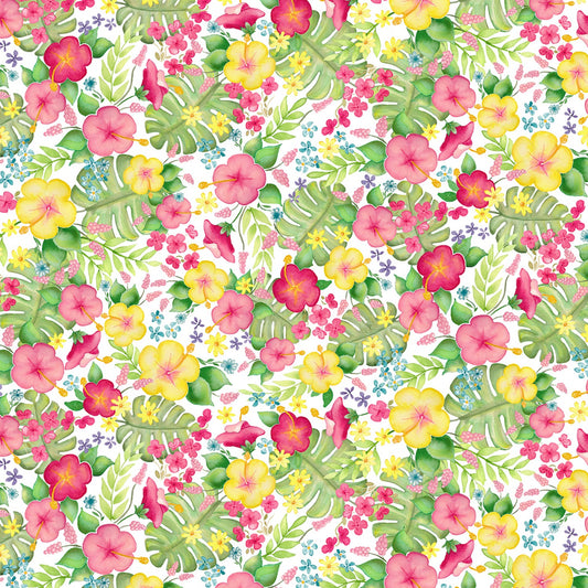 Fun in the Sun by Andi Metz Tropical Paradise White 12598B-09 Cotton Woven Fabric