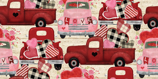 Hugs, Kisses & Special Wishes by Beth Albert Trucks of Love Beige 19560-BGE-CTN-D Cotton Woven Fabric