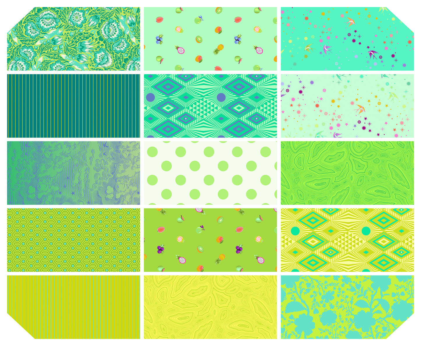 Saturday Stash FQ Bundles Tula Pink Spearmint Fat Quarter Bundle of 15  Cotton Woven:  FB6FQTP.SPEARMINT Bundle