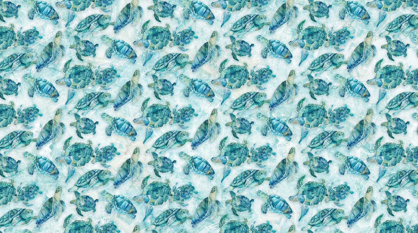 Turtle Bay by Deborah Edwards and Melanie Samra Turtles Turquoise     DP24717-64 Cotton Woven Fabric