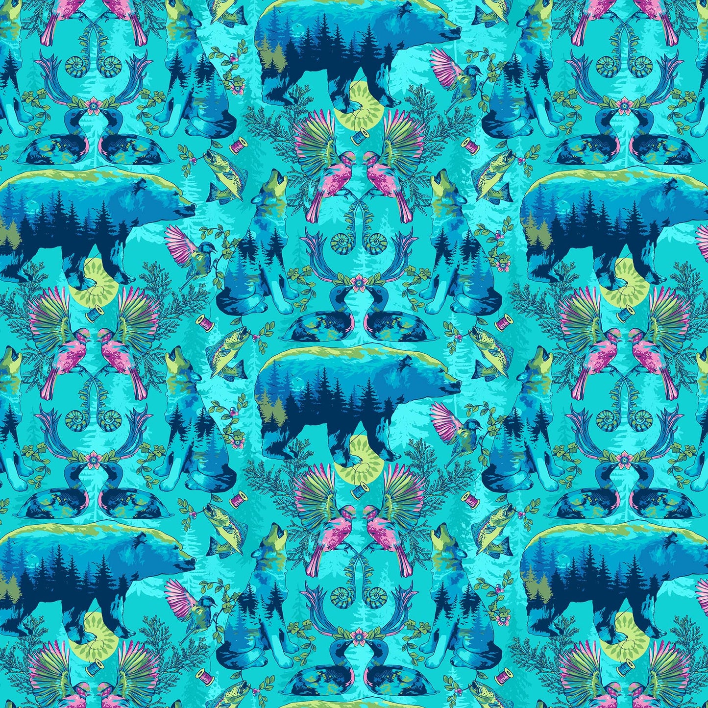 Wild by Natural Born Quilter Brett Lewis Untamed Wild Turquoise    24970-66 Cotton Woven Fabric