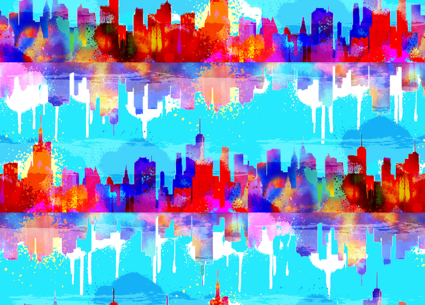 Dogs In The City by Weekday Best Digital Urban Cityscape Turquoise    19139-TRQ-CTN-D Cotton Woven Fabric