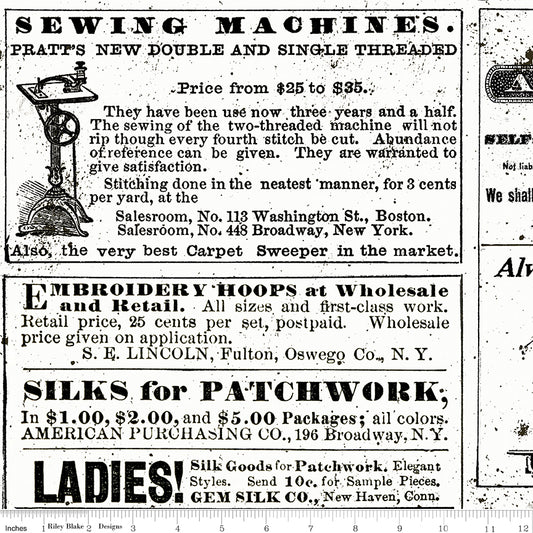 Sew Journal by J. Wecker Frisch Vintage Sew Ads White    C13888-WHITE Cotton Woven Fabric