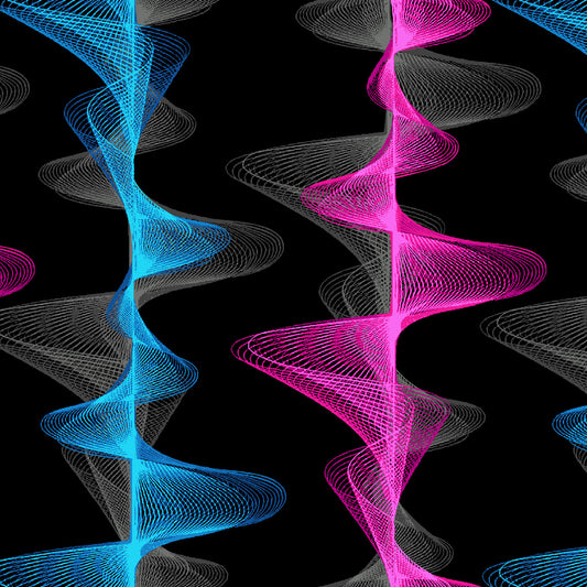 Disco-Tech Voice Waves Black 6936-95 Cotton Woven Fabric