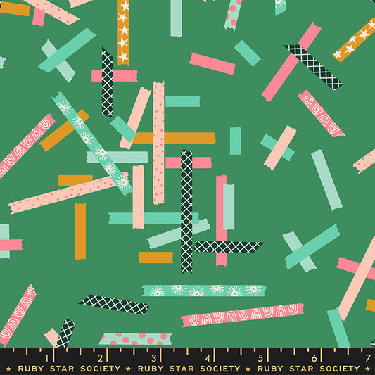 Jolly Darlings by Ruby Star Society Washi Tape Emerald Green    RS5087-12 Cotton Woven Fabric