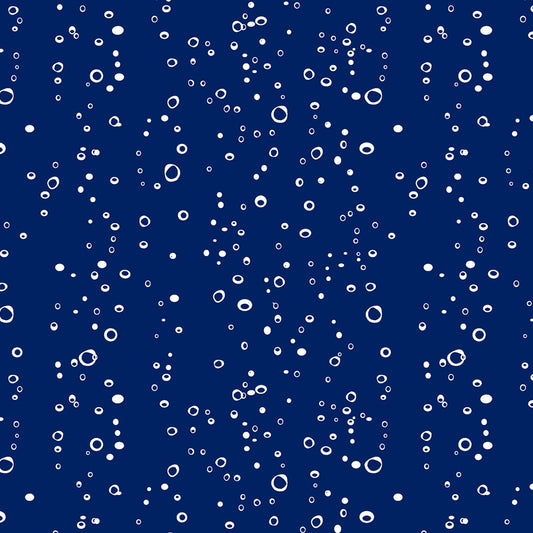 Mystical Mermaids Water Bubbles Pearlized Navy 12521PB-56 Cotton Woven Fabric