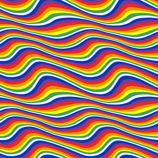 Proud to Be A Nurse Wavy Rainbow Stripes    CD1434-RAINBOW Cotton Woven Fabric
