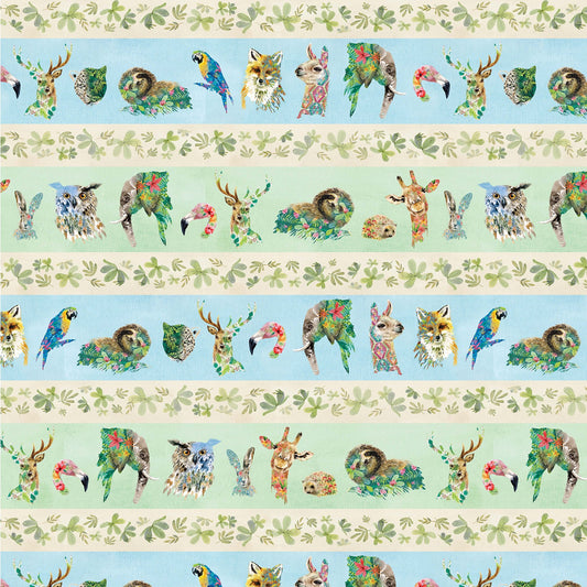 Brush with Nature by Louise Nisbet Wildlife Portrait Stripe Multi DDC10488-MULT Cotton Woven Fabric