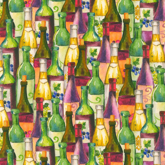Wine Club by Elena Vladkina Wine Bottles AHVD22089280 Cotton Woven Fabric