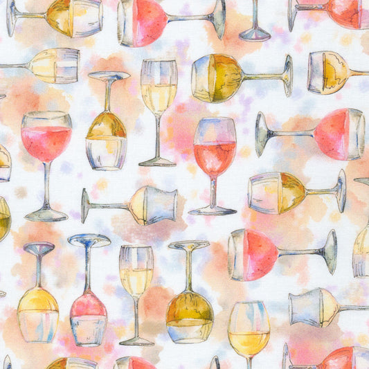 Wine Club by Elena Vladkina Wine Glasses Blush AHVD2209096 Cotton Woven Fabric