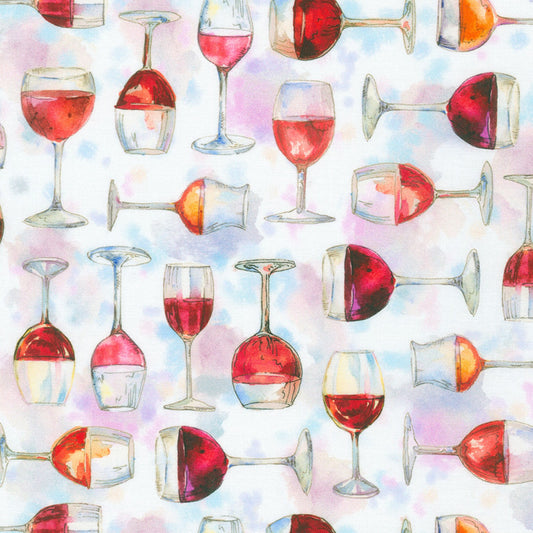 Wine Club by Elena Vladkina Wine Glasses Wine     AHVD22090280 Cotton Woven Fabric