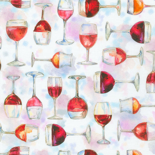 Wine Club by Elena Vladkina Wine Glasses Wine AHVD22090280 Cotton Woven Fabric