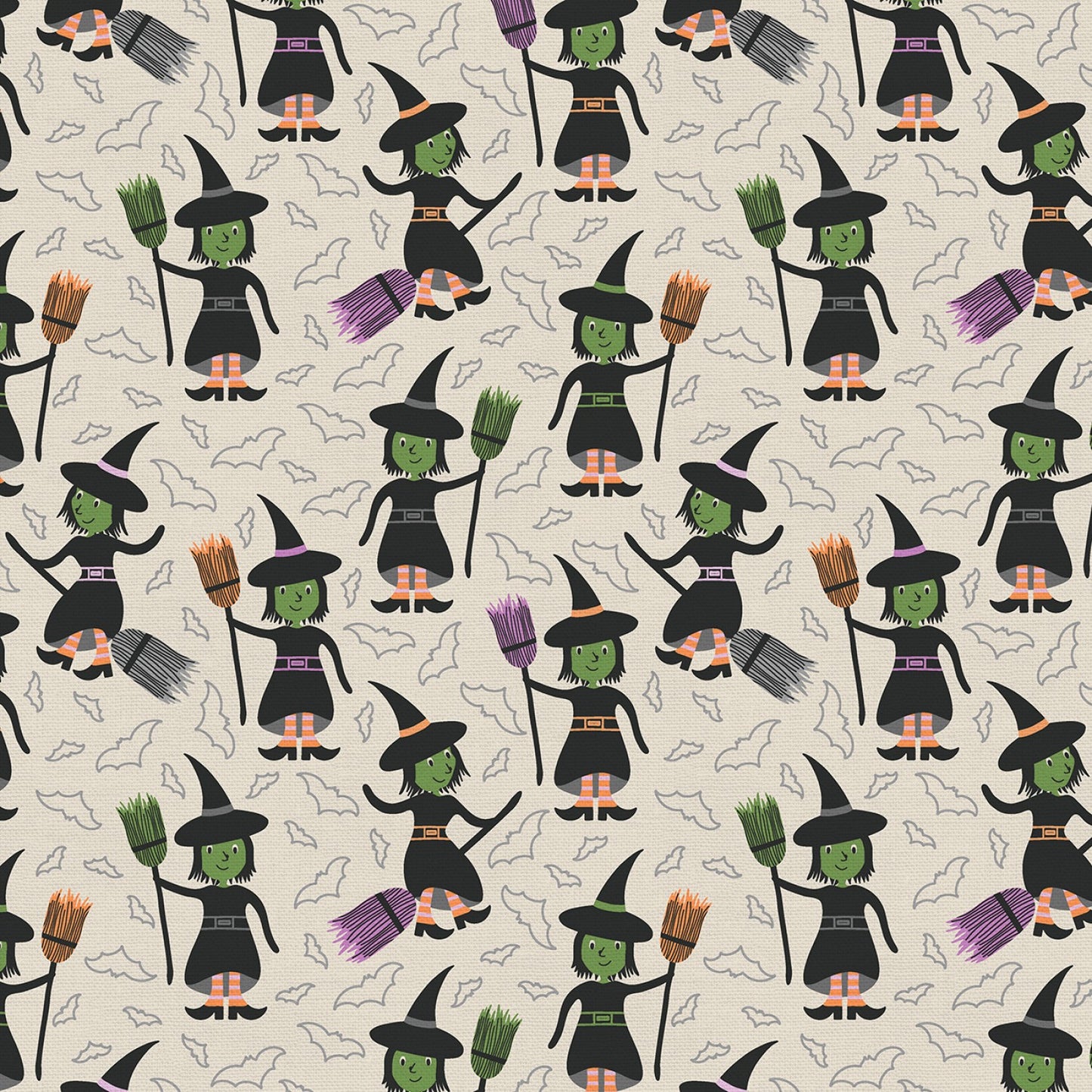 Tricks & Treats Witch Way Cream    120-24263 Cotton Woven Fabric