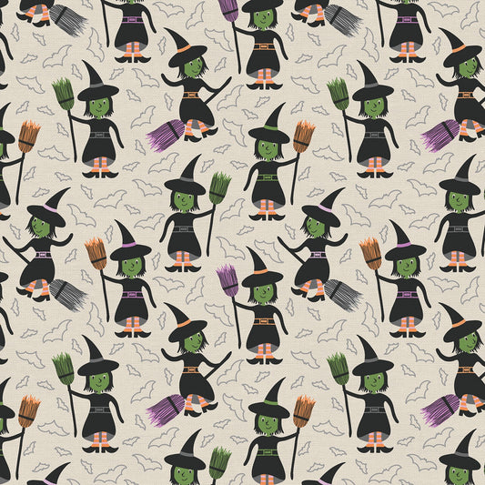 Tricks & Treats Witch Way Cream 120-24263 Cotton Woven Fabric