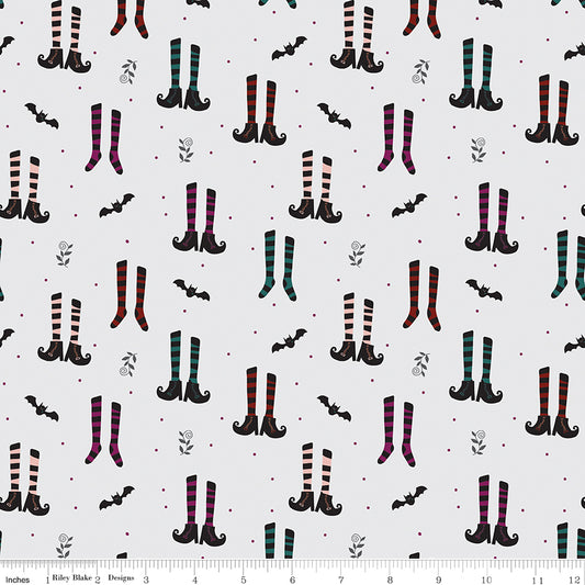 New Arrival: Little Witch by Jennifer Long Witches Socks Smoke    C14561-SMOKE Cotton Woven Fabric