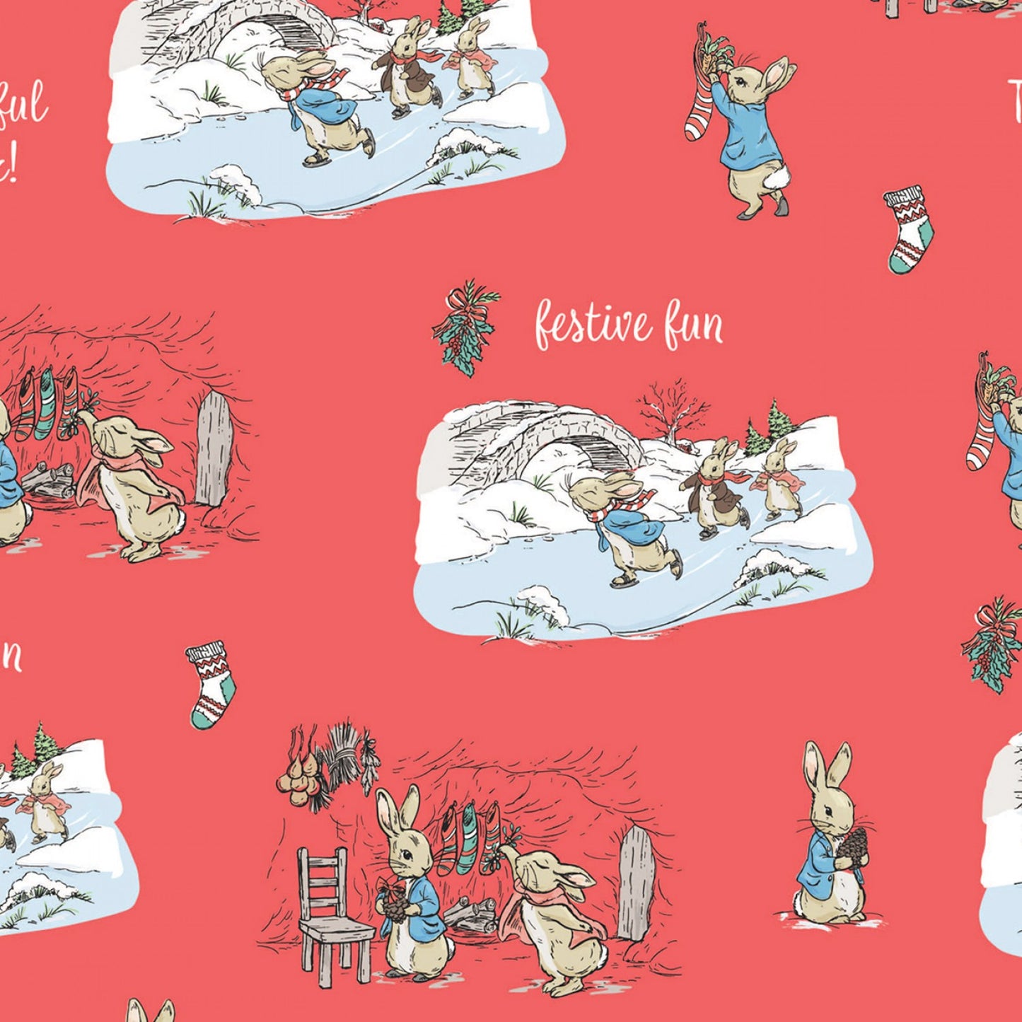 Peter Rabbit The Most Wonderful Time of the Year  Wonderful Time Digital   2906C-03 Cotton Woven Fabric