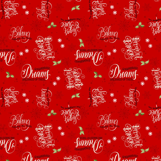 Peppermint Parlor by Danielle Leone Word Toss Red 27638-329 Cotton Woven Fabric