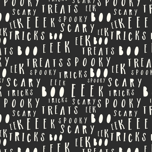 Bad to the Bone by My Minds Eye Words Black Glows in the Dark    GC11924R-BLACK Cotton Woven Fabric