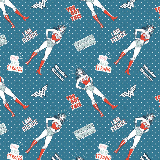 Licensed Wonder Woman 2 Words of Affirmation Navy 23400880-3 Cotton Woven Fabric