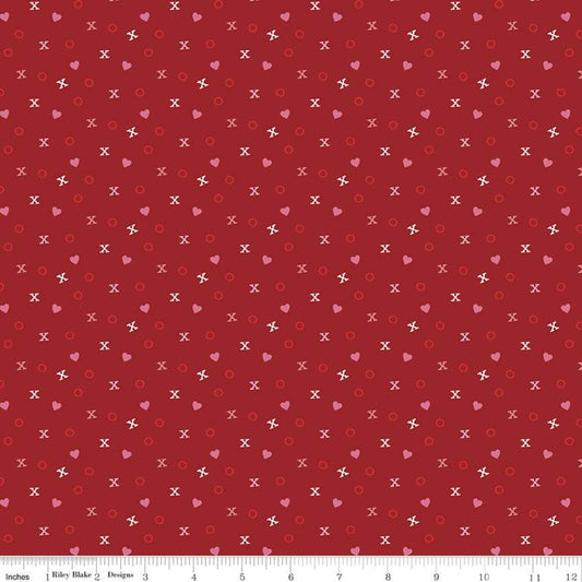 Falling in Love by Dani Mogstad Xs and Os Red     C11283-RED Cotton Woven Fabric