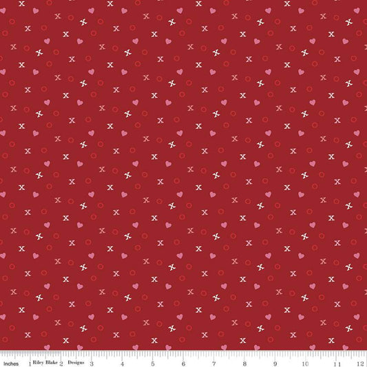 Falling in Love by Dani Mogstad Xs and Os Red C11283-RED Cotton Woven Fabric