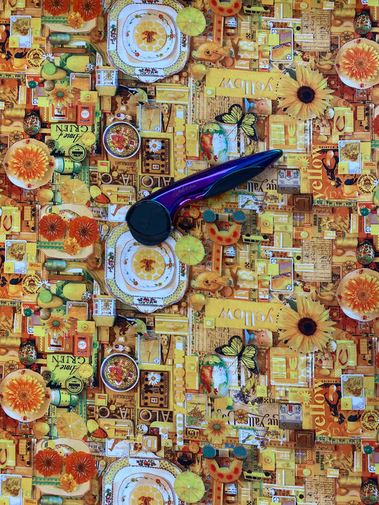 Color Collage Digitally Printed By Shelley Davies Yellow Collage DP22413-52 Cotton Woven Fabric