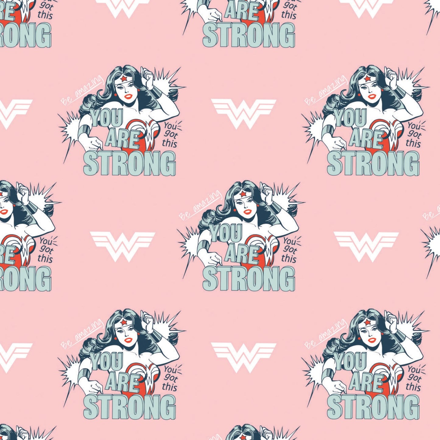 Licensed Wonder Woman 2 You Got This Lt Pink 23400883-1 Cotton Woven Fabric