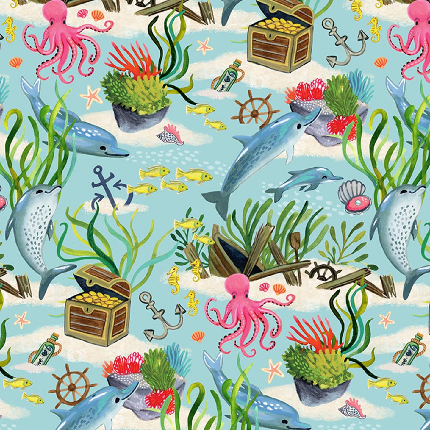 You're A Catch by Miriam Bos You're A Catch ST-DMB2141MULTI Cotton Woven Fabric